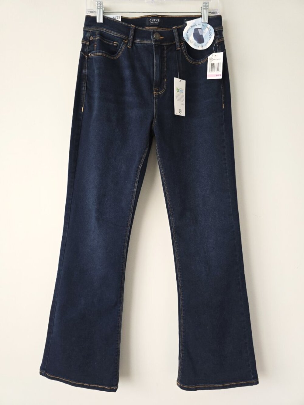 NWT Curve Appeal High Rise Flare Jeans 28 Dark Wash Stretch